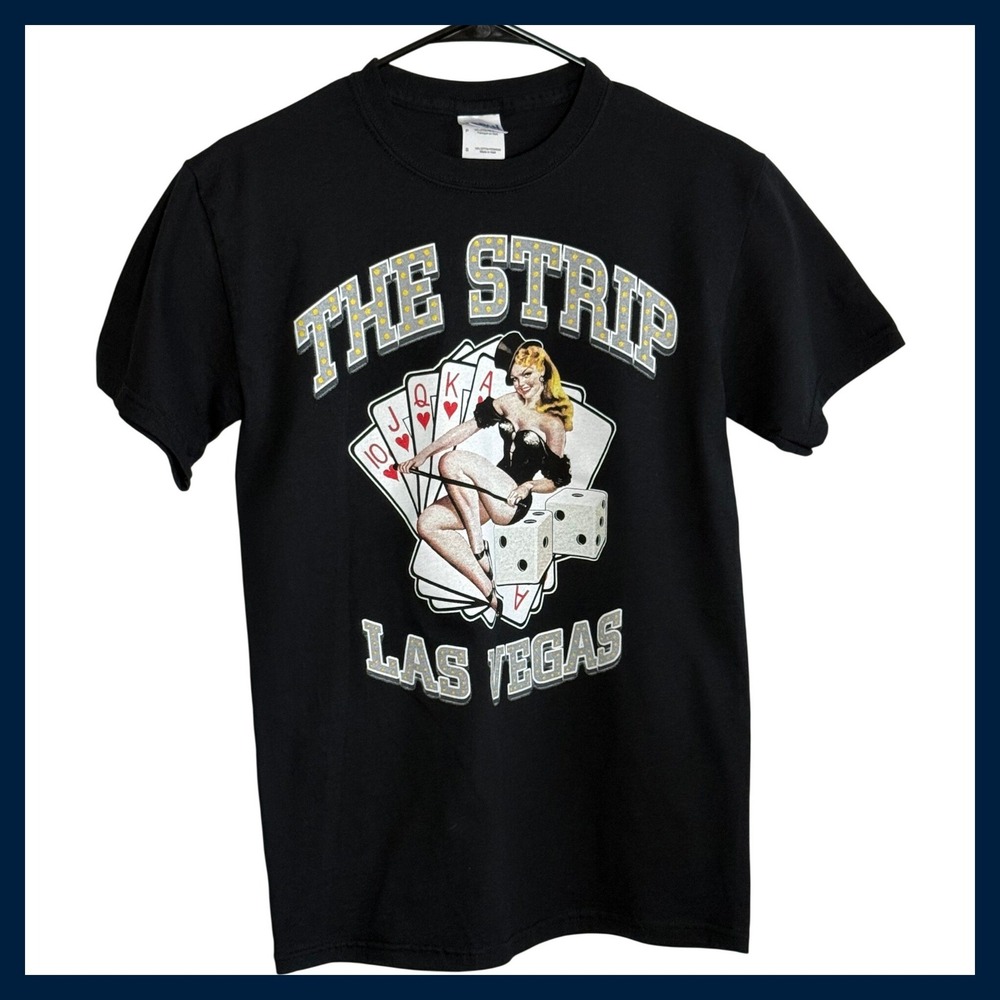 NWOT Gildan‎ Las Vegas The Strip Pinup Graphic T-Shirt Mens Small Black